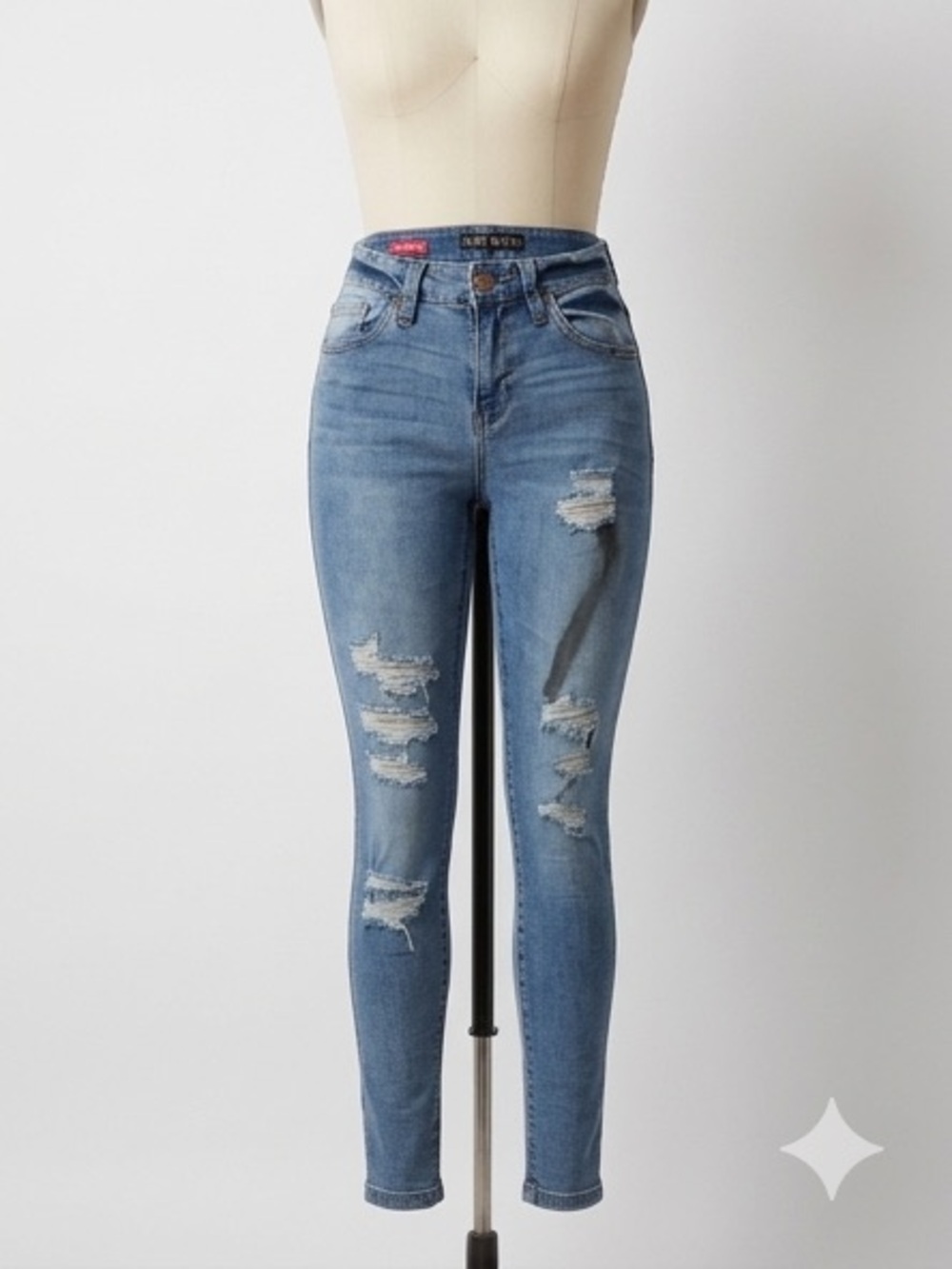Hot Kiss Light Blue Distressed High-Rise Skinny Jeans